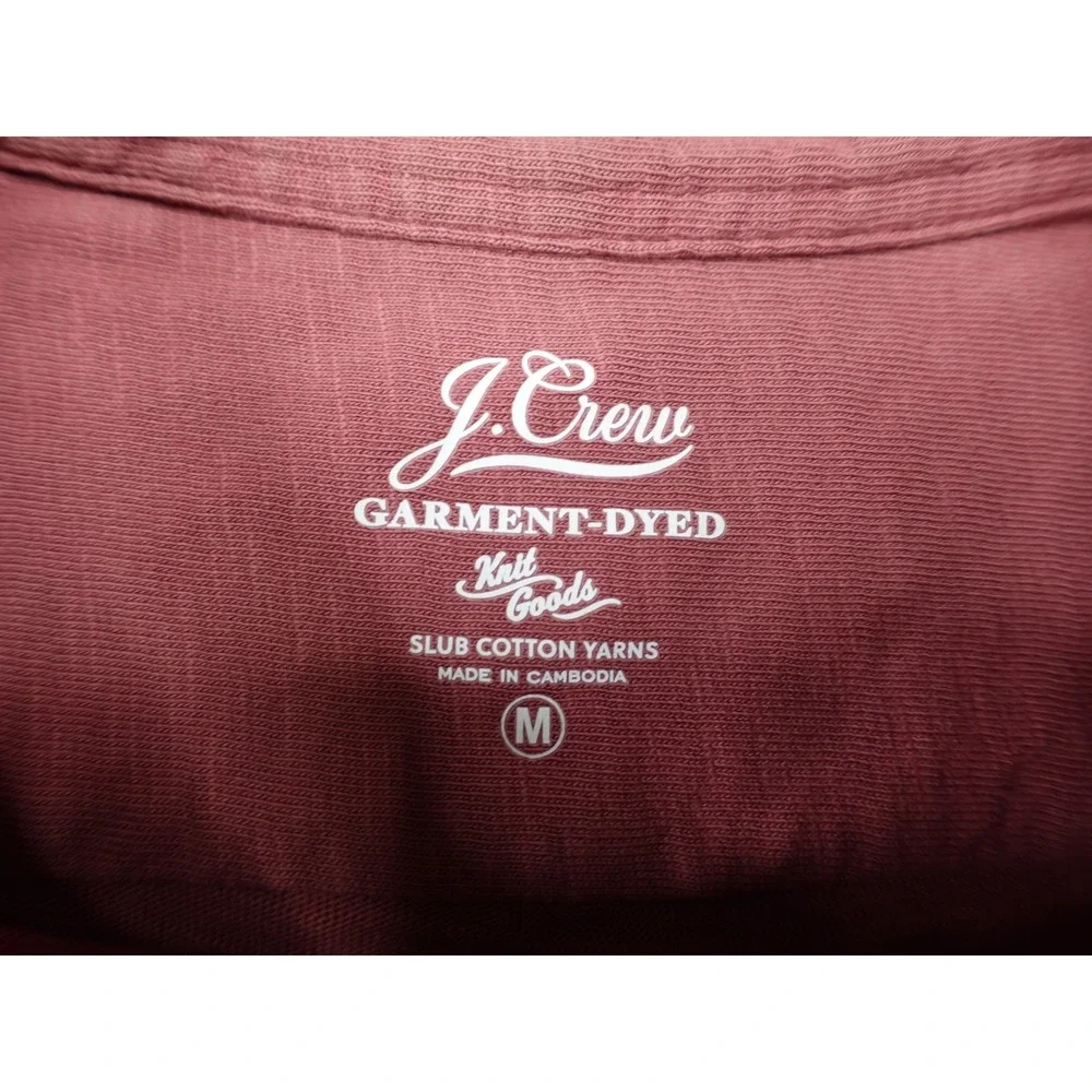 J. Crew Knit Button Down Mens Medium Red Garment Dyed Slub Cotton LS Shirt